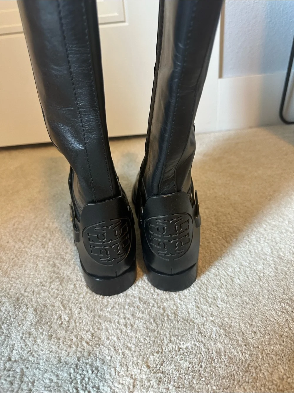 Tory Burch Black Leather Over-the-Knee Riding Boots